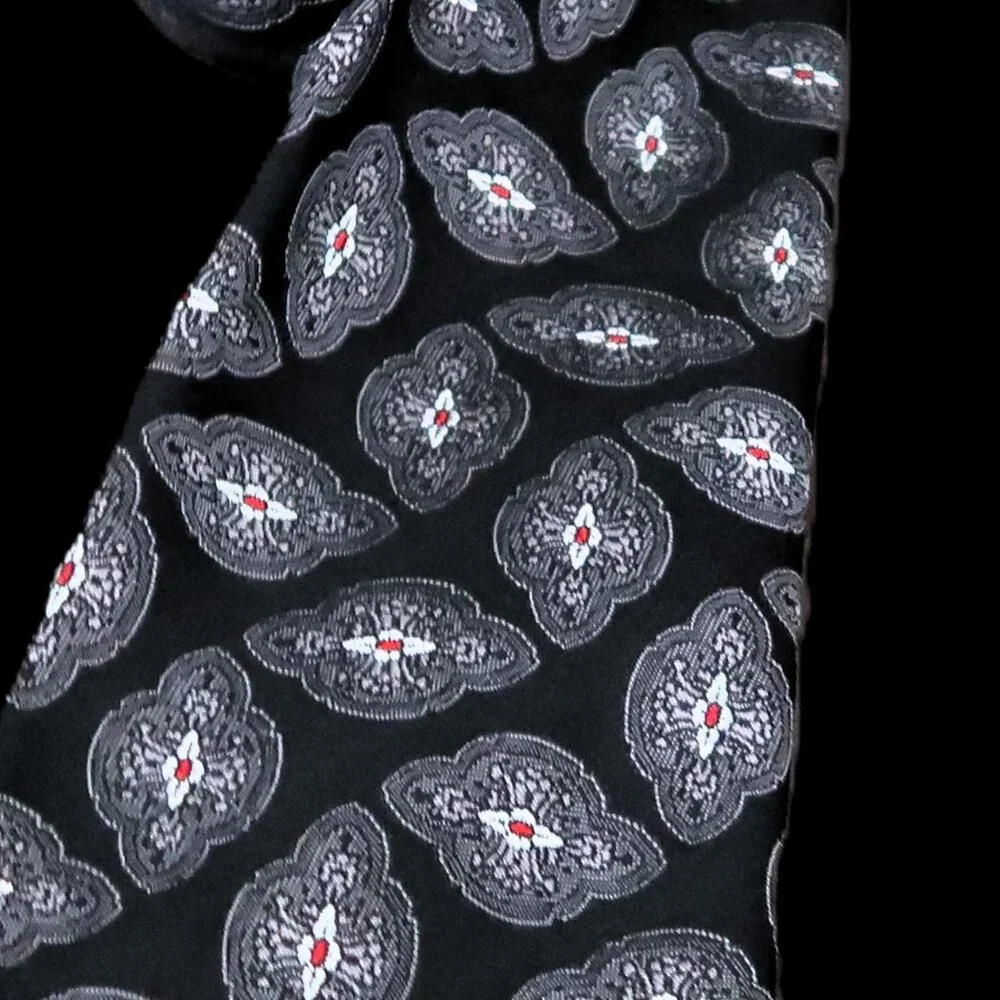 John Henry Mens Formal Neck Tie Black Red White Tux Dress Vintage